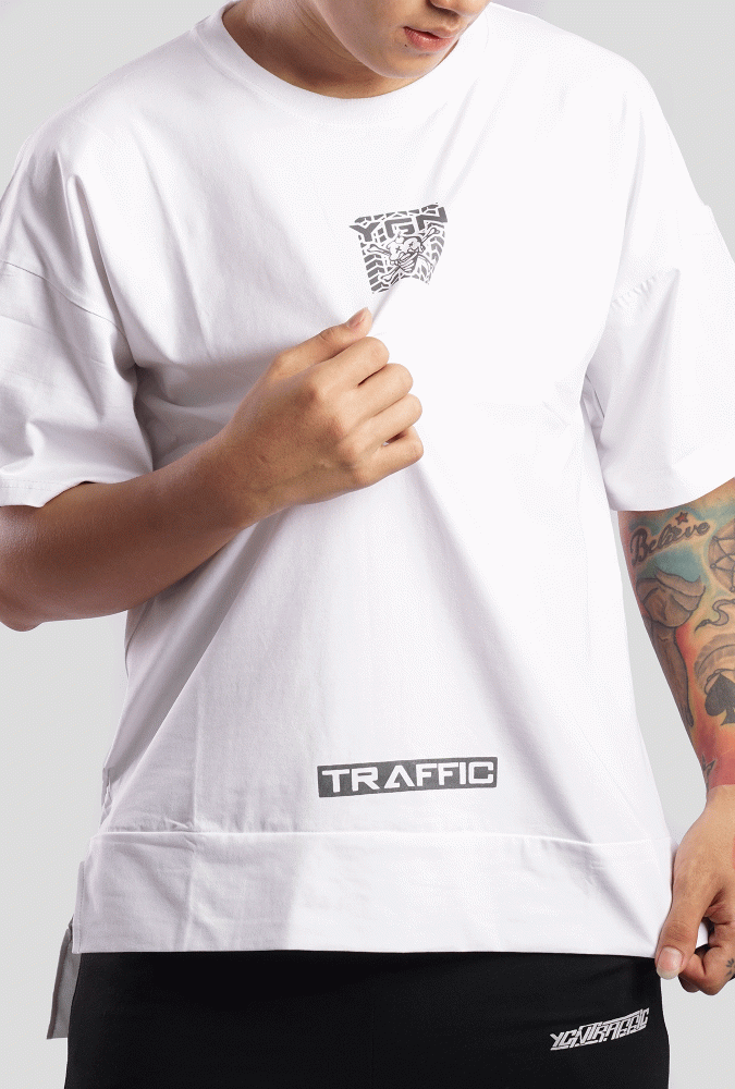 YGN TRAFFIC TYRE Design T-shirt White (boy)